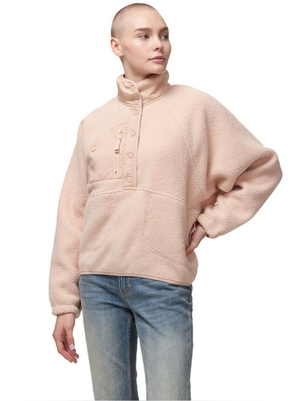 Free People Hit The Slopes Fleece pullover quarter zip small oversized cozy